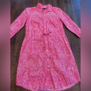 Tommy Hilfiger Shirt Dress White and Pink Paisley - Size S